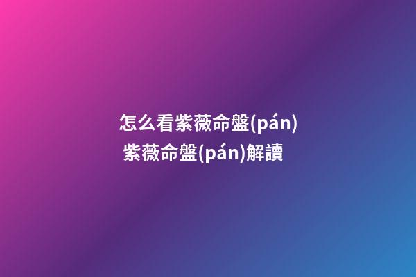 怎么看紫薇命盤(pán) 紫薇命盤(pán)解讀-第1張-觀點(diǎn)-玄機(jī)派